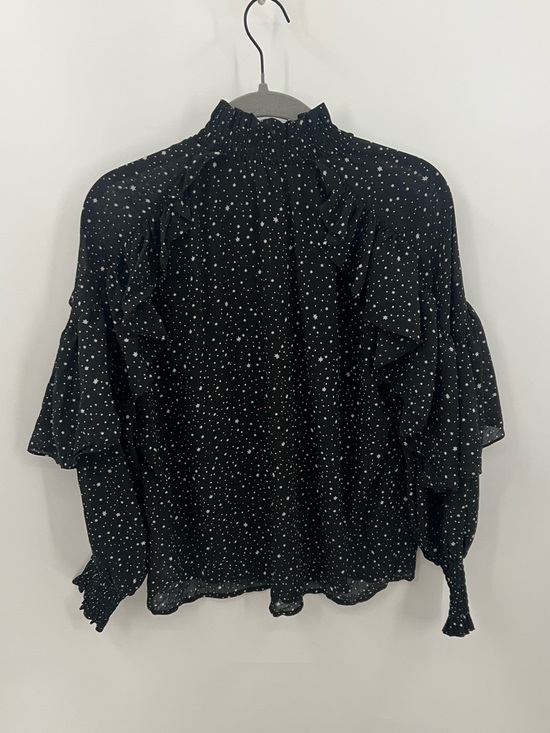 Maje Black Star-Print Ruffle-Neck Blouse - Picture 3 of 11